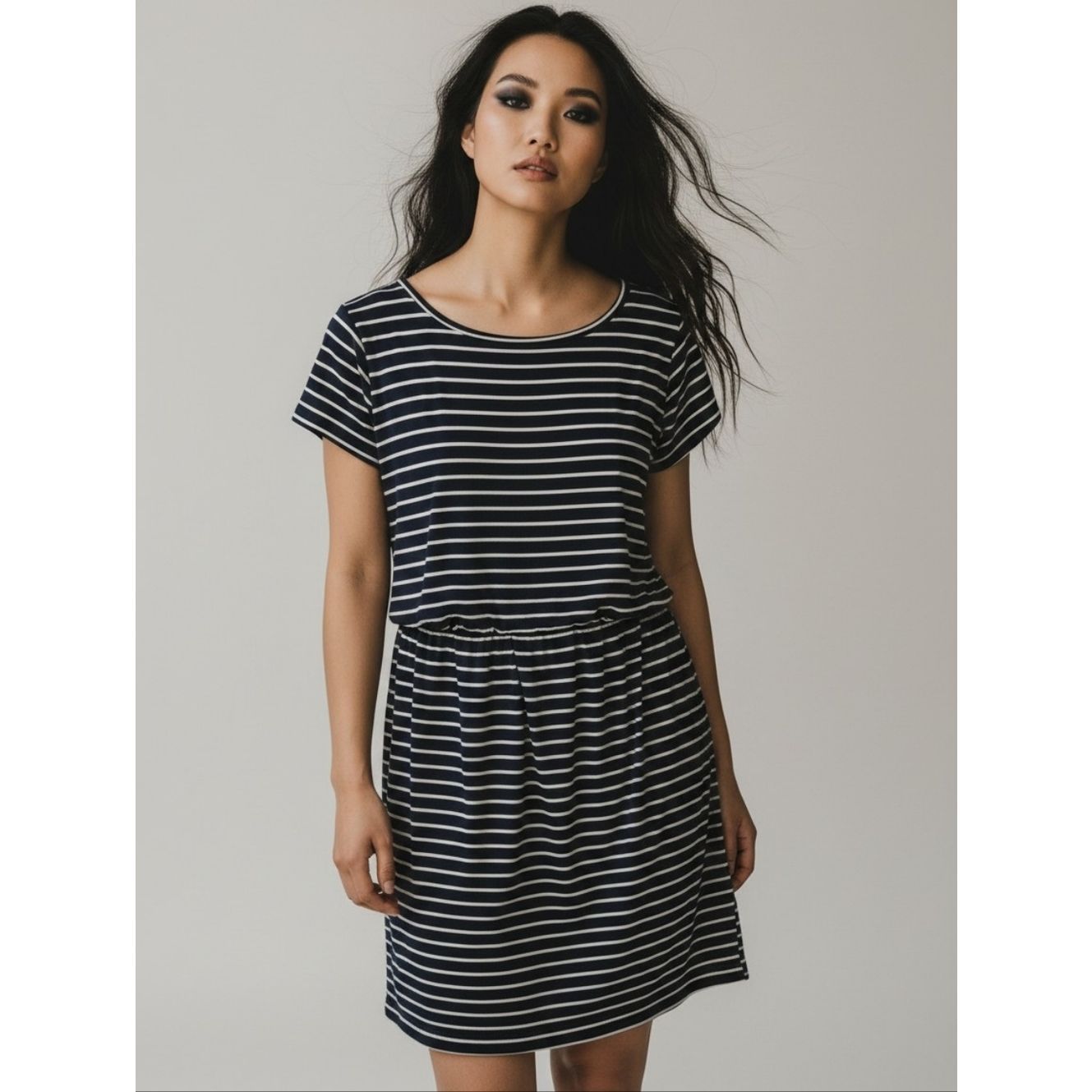 Gap Striped Navy And White Casual Women's Layered Maternity Dress